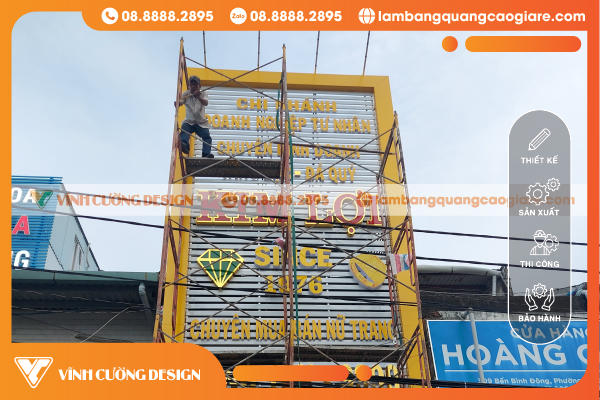 làm bảng hiệu tiệm vàng tại vĩnh cường design