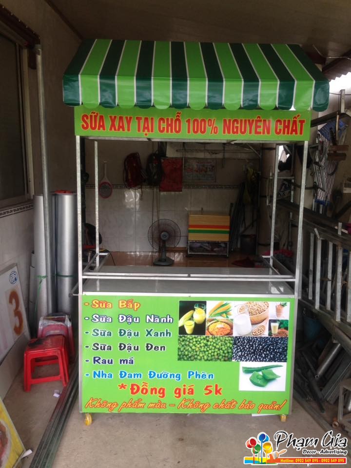 Thi công xe đẩy bán cafe trà sữa 5 xe đấy giá rẻ