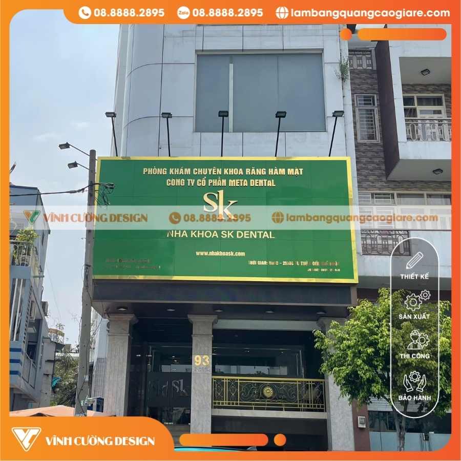 Bảng Hiệu Chữ Nổi Inox Mặt Tiền Nha Khoa SK Dental Clinic Quận 1