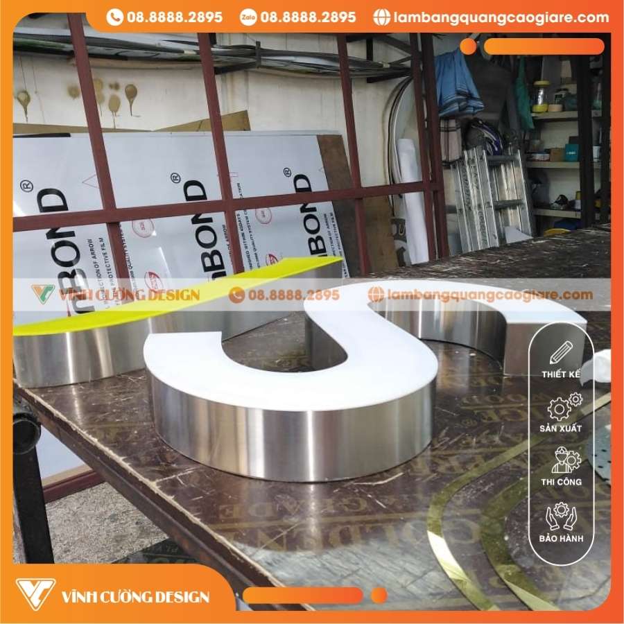 Chữ nhôm không gờ theo quy cách gia công