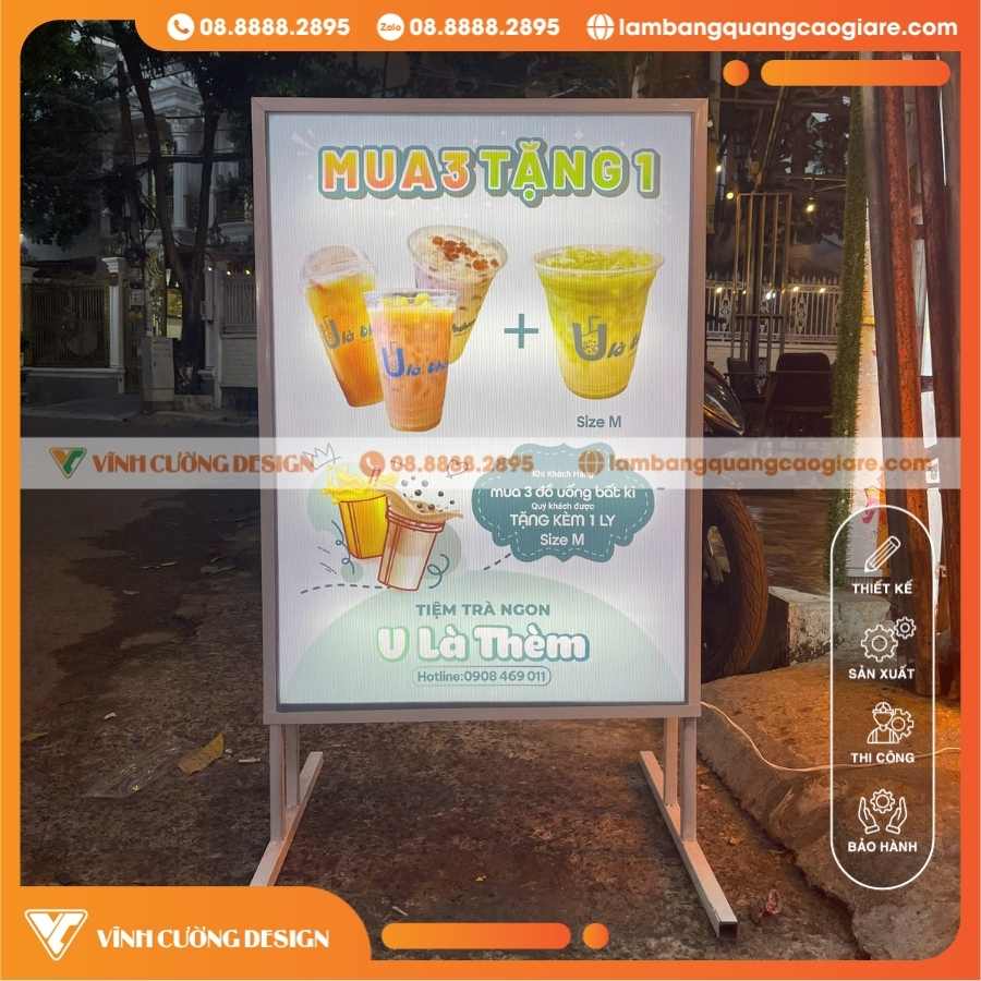 ĐẶC QUYỀN DÀNH RIÊNG CHO KHÁCH HÀNG LÀM BẢNG HIỆU BẠT HỘP ĐÈN CHÂN ĐỨNG