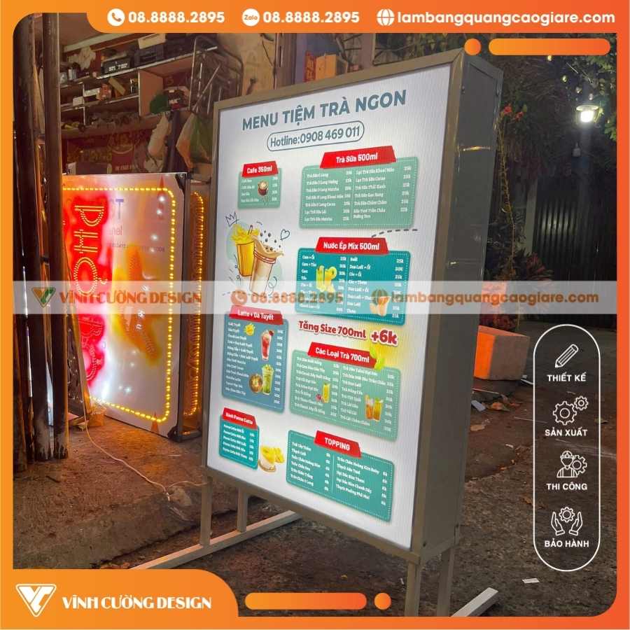 ĐẶT BẢNG HIỆU BẠT HỘP ĐÈN CHÂN ĐỨNG 2 MẶT CHẤT LƯỢNG NGAY HÔM NAY!
