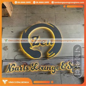 Gia Công Chữ Nổi Inox Mica Cháo Sáng Chân Tiệm Nails Lounge Spa Zen
