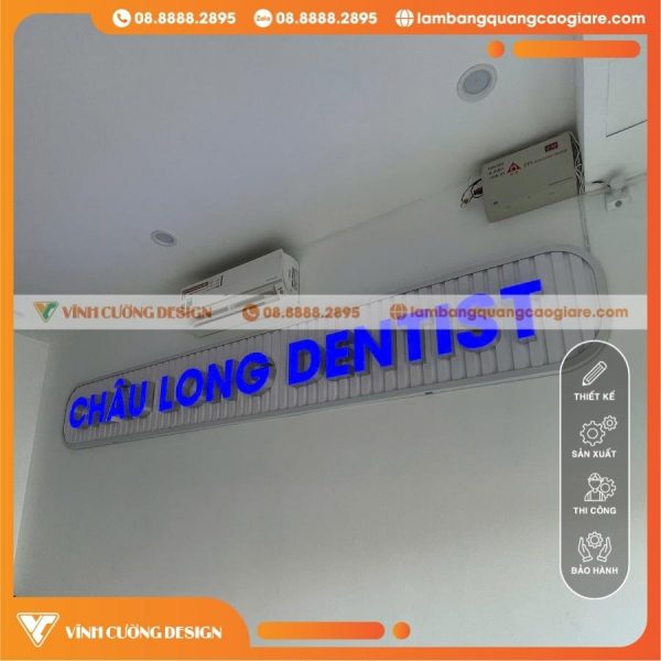 Gia Công Chữ Nổi Mica Hông Nhôm Cho Phòng Khách Nha Khoa Châu Long Quận 8 HCM
