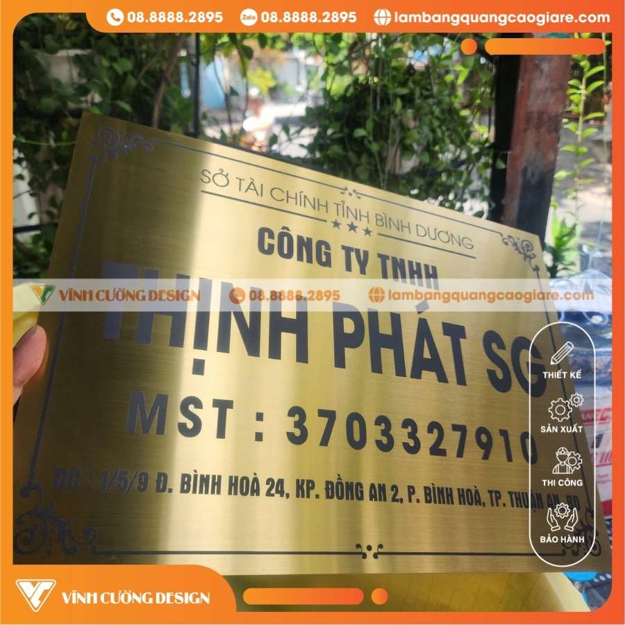 Giới Thiệu Sản Phẩm Bảng Tên Công Ty Inox Vàng Gương In UV Thịnh Phát SG