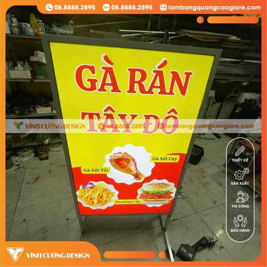 HỘP ĐÈN BẠT QUÁN ĂN CHÂN ĐỨNG GÀ RÁN TÂY ĐÔ