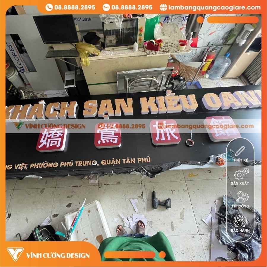 Làm Bảng Hiệu Alu Khách Sạn Kiều Oanh Tại Tân Phú