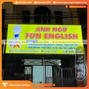 LÀM BẢNG HIỆU BẠT HỘP ĐÈN LỚP ANH NGỮ FUN TECH