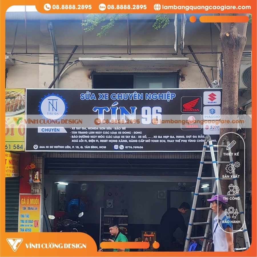 LÀM BẢNG HIỆU BẠT MẶT TIỀN TIỆM SỬA XE TÍN 96