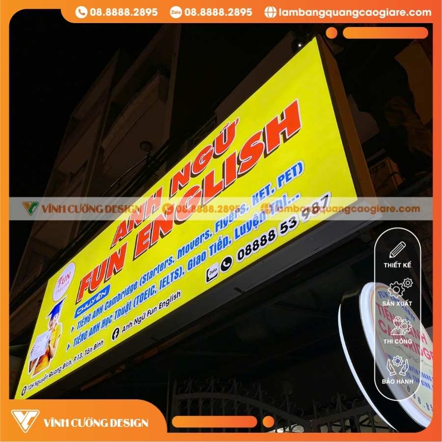 Làm bảng hiệu hộp đèn 3M in UV cao cấp