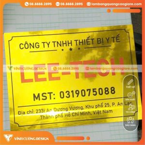 Làm Bảng Tên Công Ty Alu Vàng Gương Lee Tech TPHCM