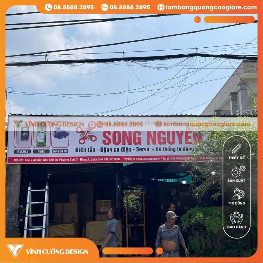 QUY CÁCH KỸ THUẬT LÀM BẢNG HIỆU BẠT MẶT TIỀN CÔNG TY SONG NGUYÊN