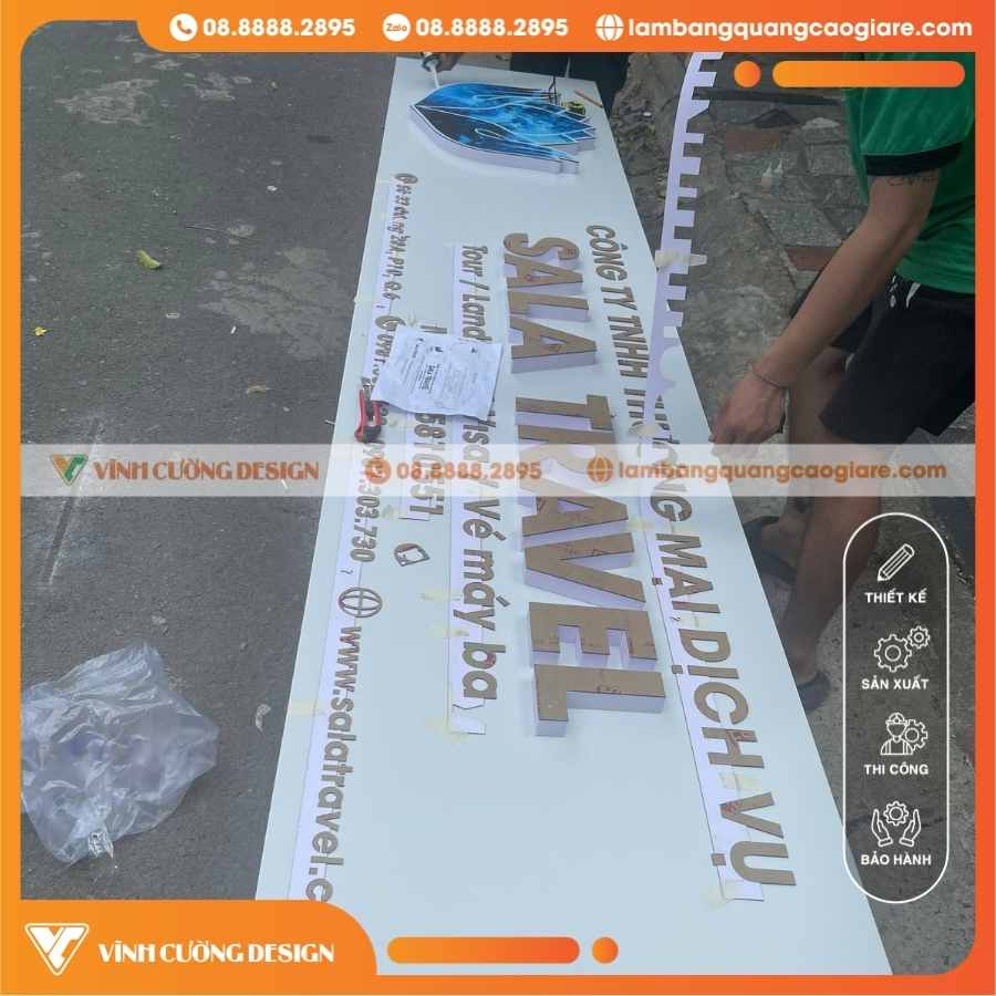 Quy Trình Thi Công Bảng Hiệu Alu Công Ty Du Lịch Tại Vĩnh Cường Design