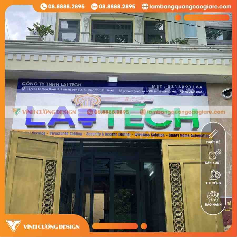 Thi Công Bảng Hiệu Công Ty Thương Mại LaiTech Bình Tân