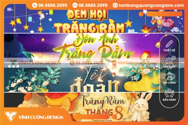 Các mẫu in ấn băng rôn Trung Thu phổ biến hiện nay