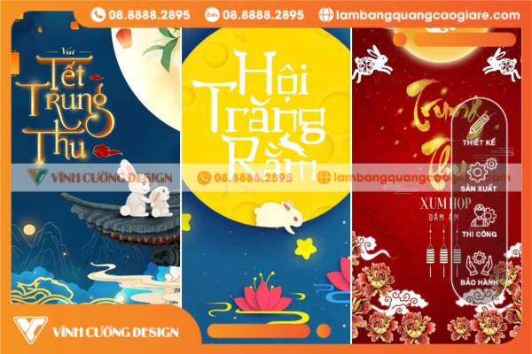 Các mẫu in ấn băng rôn Trung Thu phổ biến hiện nay