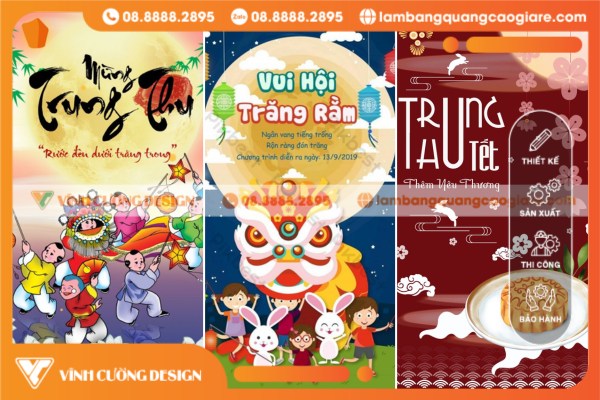 Các mẫu in ấn băng rôn Trung Thu phổ biến hiện nay