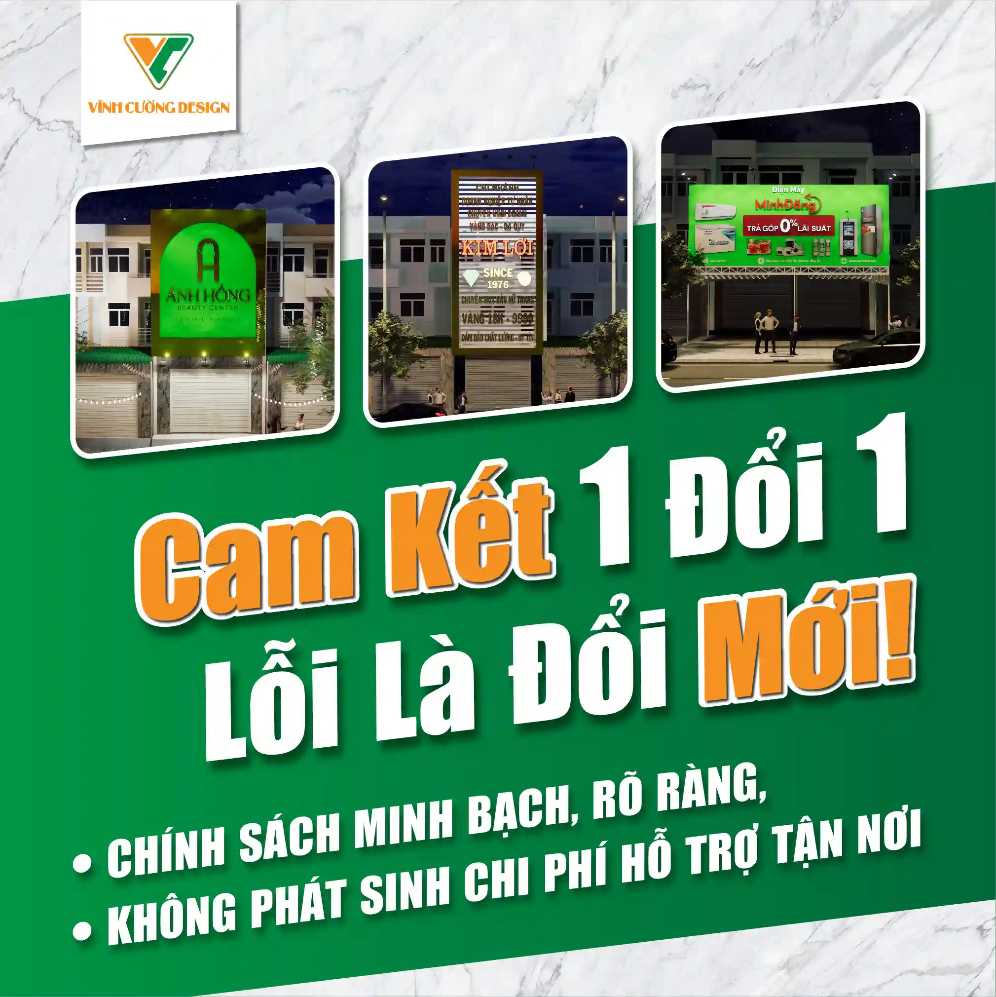 Làm bảng hiệu cam kết 1 đổi 1