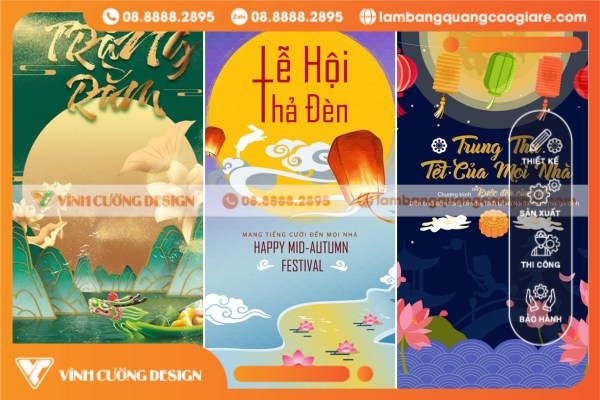 Mẫu in ấn băng rôn Trung Thu cho cửa hàng, siêu thị
