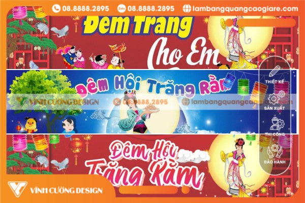 Mẫu in ấn băng rôn Trung Thu cho trường học và thiếu nhi