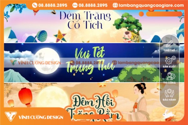 Mẫu in ấn băng rôn Trung Thu cho trường học và thiếu nhi