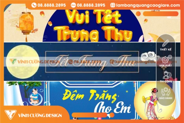 Mẫu in ấn băng rôn Trung Thu cho trường học và thiếu nhi
