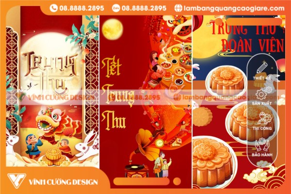 Mẫu in ấn băng rôn Trung Thu cho trường học và thiếu nhi