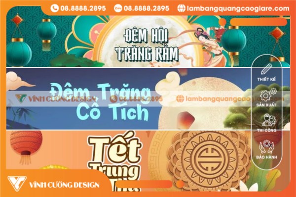 Mẫu in ấn băng rôn Trung Thu ngoài trời, treo cột điện