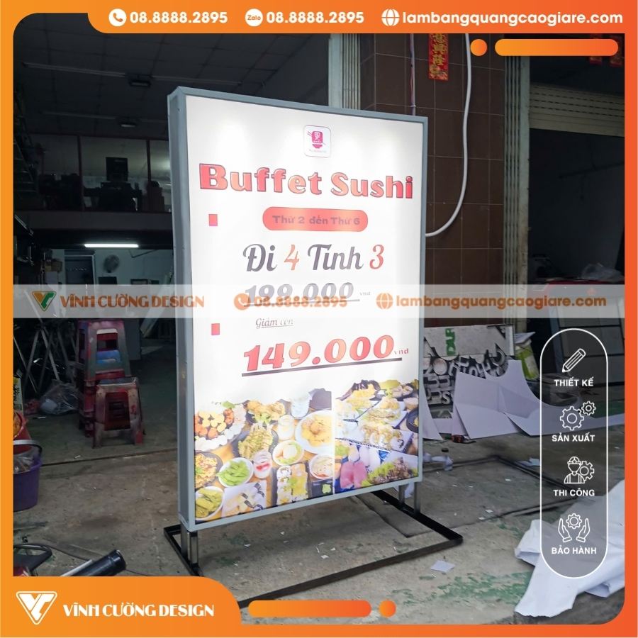 Làm Hộp Đèn Bạt 3M In UV Giá Rẻ Cho Tiệm Buffet Sushi Kunimoto 12 Các mẫu hộp đèn bạt 3M in UV phổ biến hiện nay
