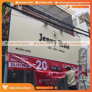 Cấu tạo của bảng hiệu mặt tiền nền Alu chữ nổi Mica hông Formex