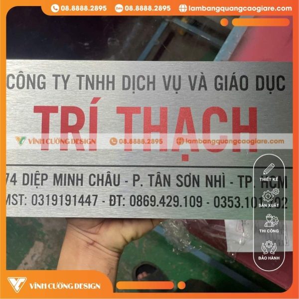 Gia Công Bảng Tên Công Ty Alu In UV Bạc Xước Cho Công Ty Trí Thạch Tại Tân Sơn Nhì, TPHCM