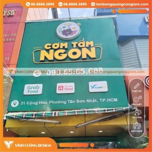 Giới thiệu bảng hiệu Alu chữ Mica nổi hông Formex tiệm Cơm Tấm Ngon