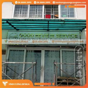 Giới thiệu công trình làm bảng hiệu Alu chữ nổi mica cắt dán