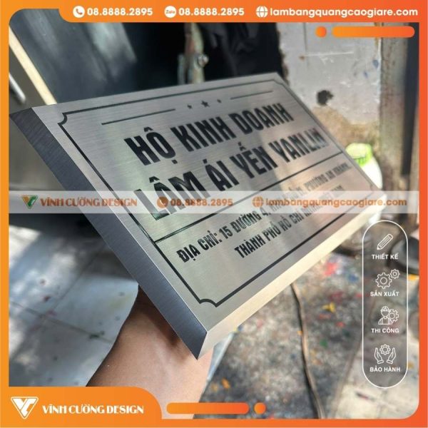 Giới thiệu gia công bảng số nhà Inox dập nổi Hộ Kinh Doanh Lâm Ái Yến Yanlin