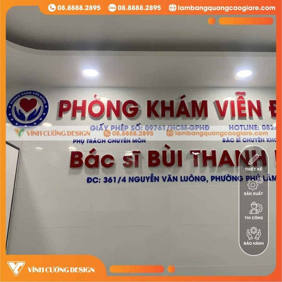 Giới thiệu làm chữ nổi Mica hông Formex của phòng khám Viễn Đông tại Phú Đông, TPHCM