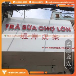 Làm Bảng Hiệu Alu Chữ Mica Hông Formex Giá Rẻ Cho Quán Trà Sữa Chợ Lớn Tại TPHCM
