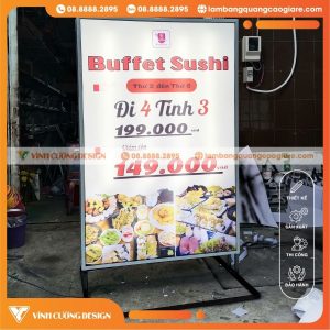 Làm Hộp Đèn Bạt 3M In UV Giá Rẻ Cho Tiệm Buffet Sushi Kunimoto