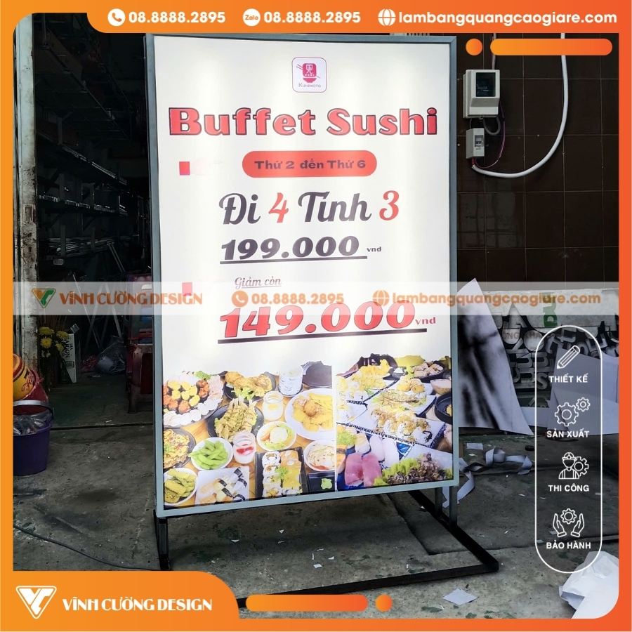 Làm Hộp Đèn Bạt 3M In UV Giá Rẻ Cho Tiệm Buffet Sushi Kunimoto 10 Làm Hộp Đèn Bạt 3M In UV Giá Rẻ Cho Tiệm Buffet Sushi Kunimoto
