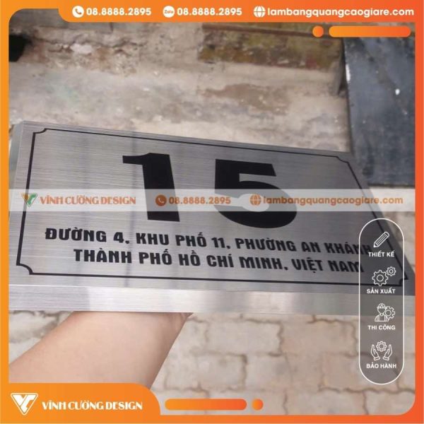 Những lưu ý khi đặt gia công bảng số nhà Inox dập nổi