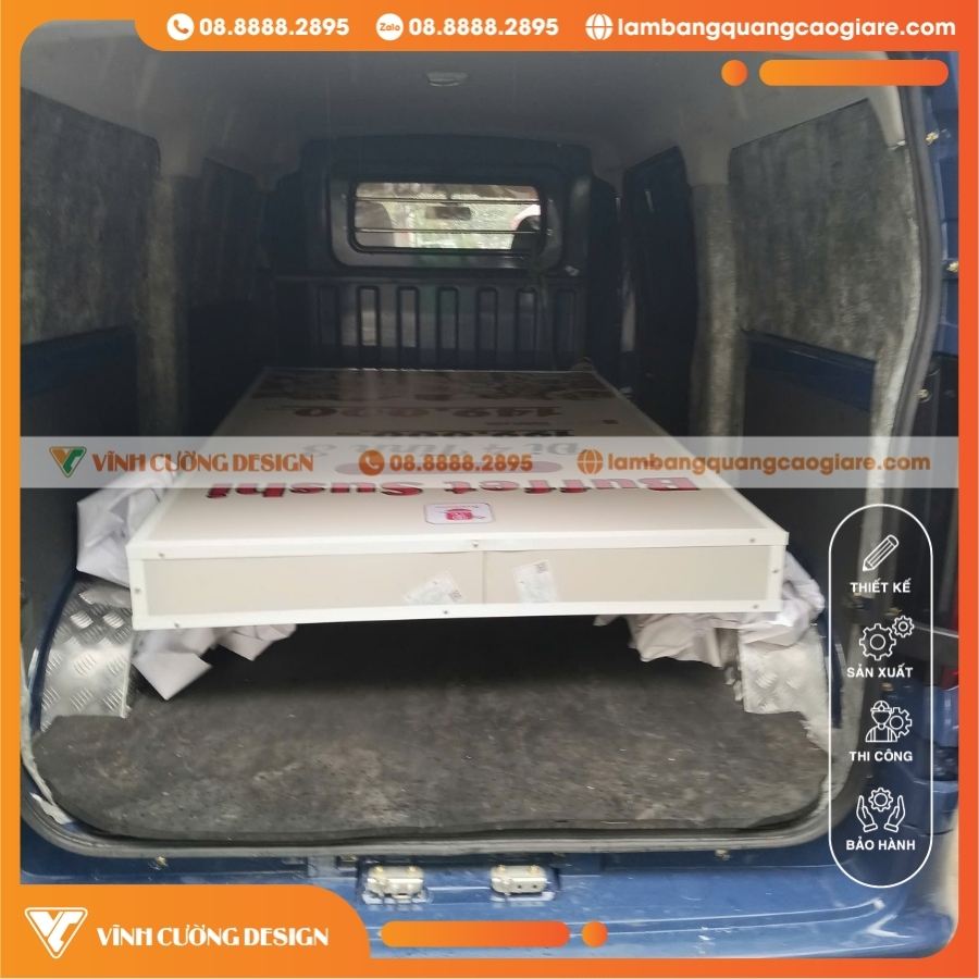 Làm Hộp Đèn Bạt 3M In UV Giá Rẻ Cho Tiệm Buffet Sushi Kunimoto 13 Quy trình thi công hộp đèn bạt 3M in UV chuyên nghiệp