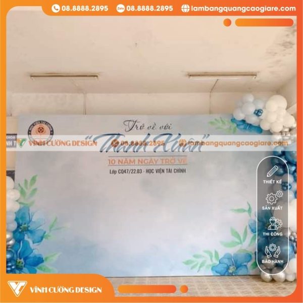 Thi công backdrop Trắng ngày tựu trường 10 năm