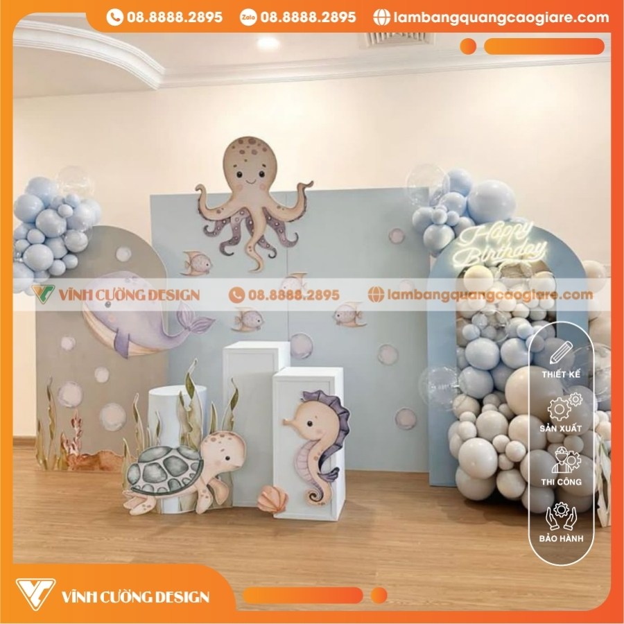 Tổng Hợp 50+ Mẫu Thi Công Backdrop Giá Rẻ, Đẹp Nhất Năm 60 Thi công backdrop trang trí đáy biển mực và rùa