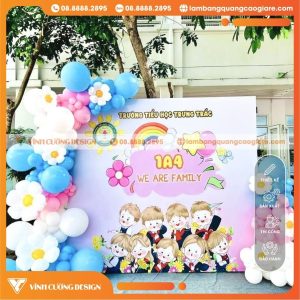 Thi công backdrop trường tiểu học trưng trắc lớp 1A4