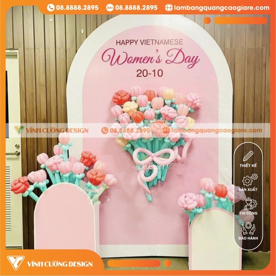 Tổng Hợp 50+ Mẫu Thi Công Backdrop Giá Rẻ, Đẹp Nhất Năm 50 Thi công backdrop Womens day nền hồng và hoa