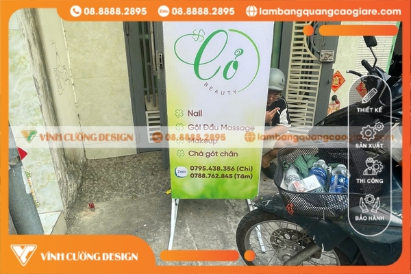 Báo giá làm bảng hiệu hộp đèn quảng cáo ĐẸP, RẺ NHẤT TPHCM 10 bảng hiệu bạt chân đứng