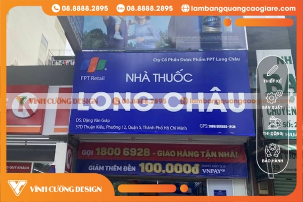 Thi công bảng hiệu hộp đèn nhà thuốc siêu đẹp, giá rẻ 9 bang hieu nha thuoc long chau alu ket hop chu noi mica co den
