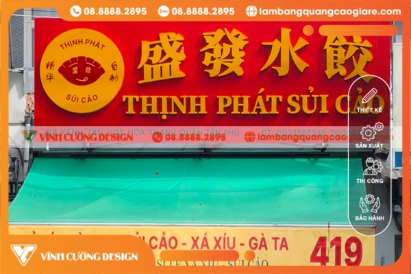 Các yếu tố quyết định chi phí thi công biển hiệu hộp đèn Tân Phú