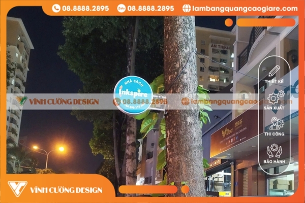 Làm Bảng Hiệu Alu Chữ Nổi Đèn Led Giá Rẻ Cho Nhà Sách InkSpire 15 hop den hut noi 2 mat khung nhom mat noi dung in uv