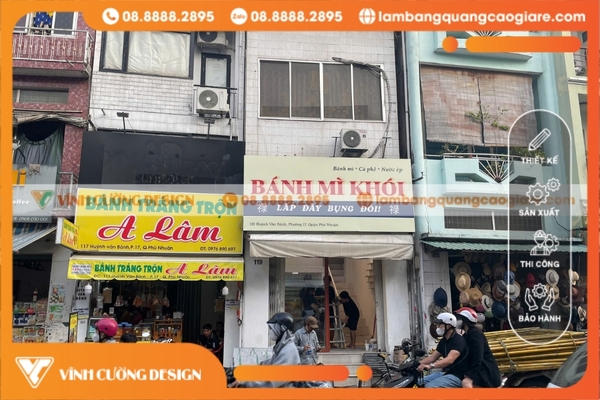 Gia công bảng hiệu đèn hộp ĐẸP, UY TÍN, GIÁ RẺ 4 Làm bảng hiệu bạt Hiflex giá rẻ