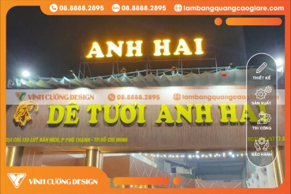 Làm bảng hiệu chữ nổi đèn led quảng cáo giá rẻ tphcm